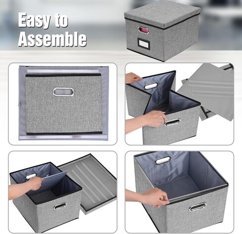 EOOUT 2 Pack File Organizer Box, File Box for Hanging Files, File Organizer Box with Handles, File Storage Organizer for Letter/Legal - Dark Gray in Saudi Arabia