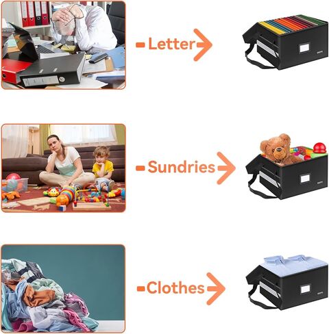 Fireproof Document Box with Lock Double Layer Portable File Box with Handle Collapsible File Organizer Lock Box for Hanging Letter/Legal Size Folder/Certificate No Key Required(1 Pack) in Saudi Arabia