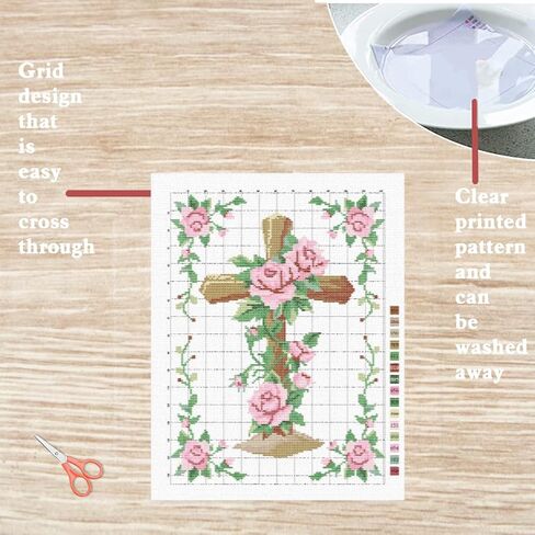 FREEBLOSS Flamingo Cross Stitch Kit Cross Stitch Starter Kit for Adults with Instructions 13 * 17'' Pure Cotton Cloth Cross Stitch for Beginnrs Cross stitch Wall Hanging No Frame in Saudi Arabia