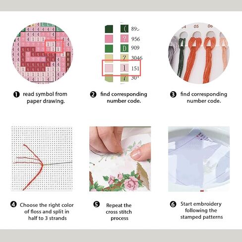 FREEBLOSS Flamingo Cross Stitch Kit Cross Stitch Starter Kit for Adults with Instructions 13 * 17'' Pure Cotton Cloth Cross Stitch for Beginnrs Cross stitch Wall Hanging No Frame in Saudi Arabia