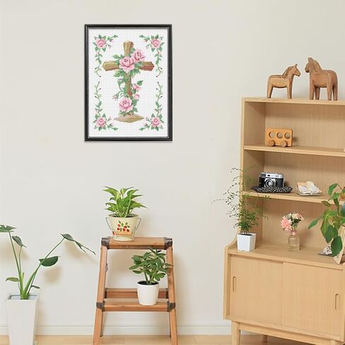 FREEBLOSS Flamingo Cross Stitch Kit Cross Stitch Starter Kit for Adults with Instructions 13 * 17'' Pure Cotton Cloth Cross Stitch for Beginnrs Cross stitch Wall Hanging No Frame in Saudi Arabia