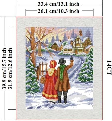 ITSTITCH Stamped Cross Stitch Kits- Full Set of Embroidery for Beginners or Adults,14 CT 2 Strands DIY Pixie Hollow Patterns Counted Arts Craft 16.1×20.5 inch in Kuwait