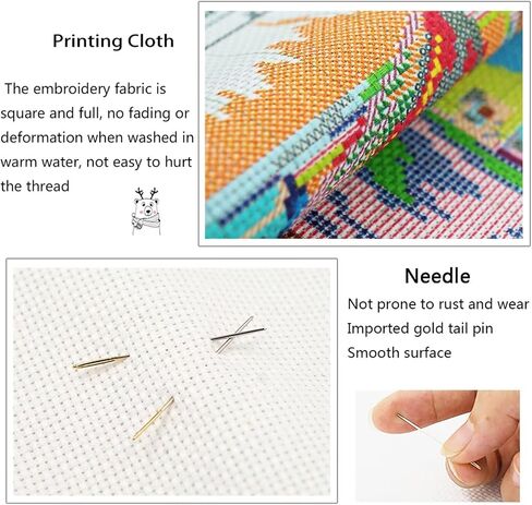 ITSTITCH Stamped Cross Stitch Kits- Full Set of Embroidery for Beginners or Adults,14 CT 2 Strands DIY Pixie Hollow Patterns Counted Arts Craft 16.1×20.5 inch in Kuwait