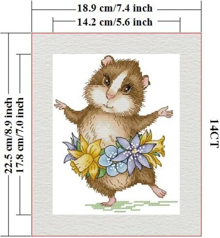 ITSTITCH Stamped Cross Stitch Kits- Full Set of Embroidery for Beginners or Adults,14 CT 2 Strands DIY Pixie Hollow Patterns Counted Arts Craft 16.1×20.5 inch in Kuwait