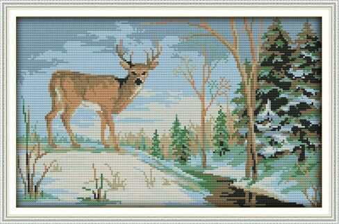 Happy Forever Cross Stitch Kits 11CT Stamped Patterns for Kids and Adults, Preprinted Embroidery kit for Beginner, Animals 7 (D120 Art of Hummingbirds, Size 12''x23'') in Saudi Arabia