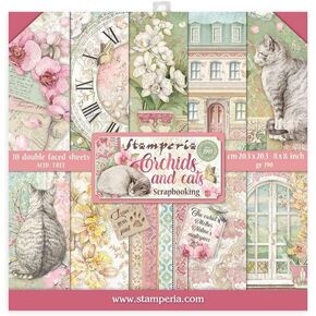 Stamperia Intl Paper PAD 8X8 10PK Orchid/CAT, 10 Count (Pack of 1), Various