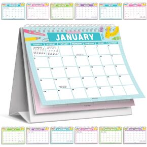 Small Desk Calendar 2025 – 18-Month Standing Flip Calendar for Desk, Compact Doodle Desk Calendar 2025-2026, Mini Flip Desk Calendar for Office and Home