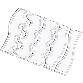 Acrylic Wave Quilting Template Ruler, Transparent Sewing Pattern Guide, 5 Wavy Design Styles, Professional Quilting Marking Tool for Fabric Crafts, Dressmaking, Patchwork