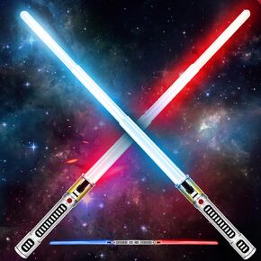 Light Up Saber, 2 Pack Light up Saber for Kids, Extendable Light Up Toy Sword for Kids, Light Up Sword Set, Dual Light Up Sabers for Kids Adults Toddler Boy Girl,Light Savers Party Toy Sword