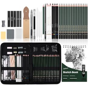 Xin Bowen 43 Pack Sketch Pencils for Drawing Kit Sketching Set with Sketchbook, Pencils, Charcoal, Graphite and More for Artists, Professionals or Beginners