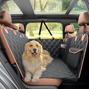 Dog Car Seat Cover 54" x 58" Dog Car Hammock 600D Oxford Waterproof Scratchproof Nonslip Pet Car Backseat Cover with Mesh Window & Backpack Storage Bag for Limousine Car SUV Truck
