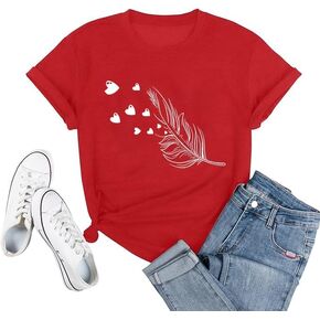 عيد الحب قميص المرأة لطيف الدب الحب القلب طباعة تي شيرت القهوة نمط قصيرة الأكمام عطلة عادية المحملة الأعلى in Kuwait