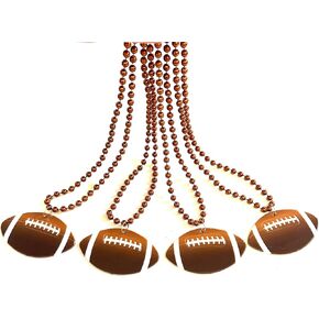 Football Pendant Bead Necklaces Mardi Gras Beads Super Bowl Party Football Beads Party Supplies