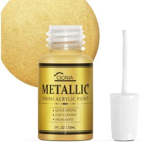 Gold Metallic Acrylic Paint, Gold Leaf Touch-Up Paint for Wood, Metal, Arts & Crafts, Home & Wall Decor - Water-Based, Non-Toxic, Odorless, Non-Fading Formula for Long-Lasting Brilliance(1 Fl Oz,Antique Gold)