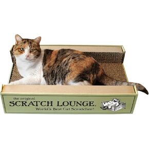 Cardboard Cat Scratcher & Lounger for Large Cats - XL 13x22 with Reversible Floor & Catnip - Heavy Duty Durable Bed Lasts 10x Longer Than Conventional Scratchers