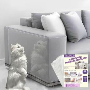 Furniture Cat Scratch Protector - 12 Pcs Clear Self-Adhesive Cat Couch Protectors, Furniture Protectors from Cat Scratching, Couch Corner Protectors for Cats (with 52 Twist Pins)