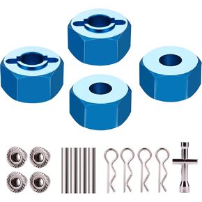 Alloy Wheel Hex Hub Lock Nut& Body Clips for MJX 1/16 Hyper Go H16207 16208 16209 16210 H16H H16E H16P H16BM H16BM H16GT H16DR Series Upgrades Part Blue