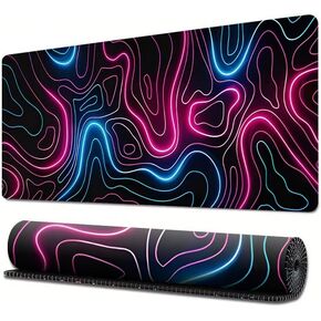 Gradient Mouse Pad Gaming 31.5 x 11.8in Desk Mat Topographic Keyboard Pad Mouse Mat for Non-Slip Base and Stitched Edge, Extended Desk Pad XL Keyboard Mousepad (Gradient)