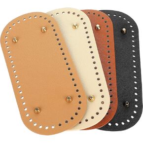 COMNICO Bag Bases for Crochet, 4Pcs Oval Leather Bag Bottom Pad Knitting Crochet Base with Holes 4 Colors Purse Bottom Shaper Pad for Handbag Purse Tote Shoulder Crossbody Bag Crafts Making