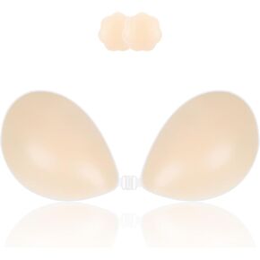 Niidor Adhesive Bra Strapless Sticky Invisible Push up Silicone Bra for Backless Dress with Nipple Covers