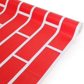 Christmas Red Brick Bulletin Board Roll Plastic Bulletin Board Roll 15.75inch x 23ft Peel and Stick Fade Resistant Anti Wrinkle Bulletin Board Roll for Classroom Wrap Supply Christmas Wall Decoration