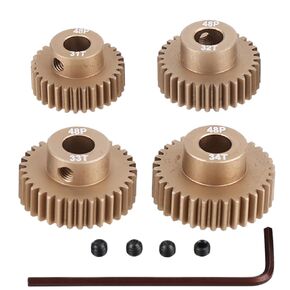 48DP Pinion Motor Gear Set - 31T 32T 33T 34T Premium 7075 Aluminium Alloy for 1/10 RC Model with 5mm Shaft