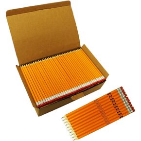 S & E TEACHER'S EDITION Woodcased #2 Pencils, Pre-sharpened, 2 HB Lead Bulk Box Pencil, Pencils No. 2, Yellow Pencils with Erasers, 200 Count
