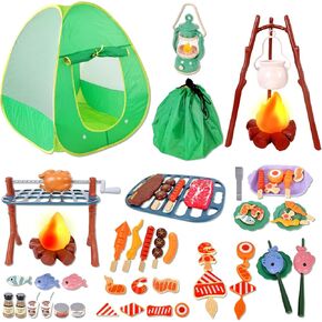 Kids Camping Set with Play Tent,Campfire,Lantern,Indoor Outdoor Pretend Play Camping Toys with Pop up Play Tent,Camping Toys Play Set for Kids 3 4 5 Year Old,Toddler Toys