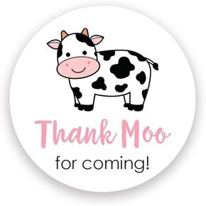 Cow Thank You Favor Stickers - 2" Round - Set of 40