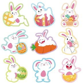 Easter Bunny Stickers, 108Pcs Easter Egg Rabbit Stickers for Kids, 2 Inch Self-Adhesive Easter Decorative Label Stickers for Envelopes Craft Card Seal Gift Holiday Party Supplies