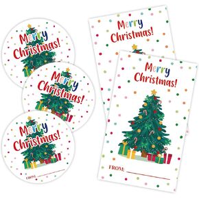 Christmas Stickers Set - Have Yourself A Merry Little Christmas - 40 Self-Adhesive Labels for Kids and Adults,Round & Tag Shaped Each 20 Pcs for Party Supplies for Christmas Decoration-C01