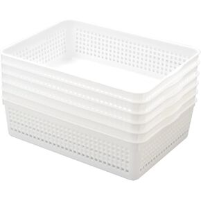 6-pack Storage Basket Trays, Plastic Office Tray, White