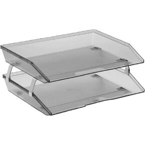 Acrimet Facility 2 Tier Letter Tray, Side Load, Letter Size/A4, Desktop File Organizer, Plastic (Black Color)
