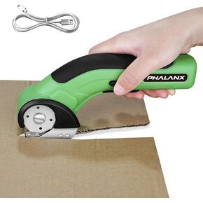 PHALANX Cordless Electric Scissors - 4V Cardboard Cutter with 2 Self-sharpening Cutter Blades, Rotary Cutter for Fabric Cutting, with Safety Lock