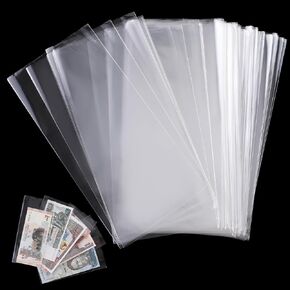 100 Pack Paper Money Holders Clear Dollar Bill Sleeves Bill Holder OPP Material Currency Sleeves Protector Bag Saving Envelopes for Banknote Bill Trading Card Stamp Commemorative Notes Collectibles