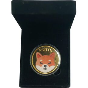 عملة Shiba Inu المطلية بالذهب الحقيقي [إصدار 2022]، عملة مشفرة تذكارية قابلة للتجميع مع حافظة واقية وصندوق عرض، هدية لمحبي Shiba