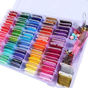 MOYYON Embroidery Floss Friendship Bracelet String Kit - 218 Pack - Embroidery Thread and Accessories - Perfect for Cross Stitch, Hand Embroidery, String Art