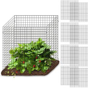 12 Pics DIY Metal Plant Protectors from Deer, Garden Fencing Animal Barrier Size 11.8 * 11.8 inches, Mesh Plant Cage Chicken Wire Cloche for Plants with Stakes and Nylon Cables (12 Pcs)
