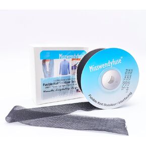 Misswendyfuse 1-1/4 Inches × 20 Yards Fusible Knit Stabilizer, Knit Stay Tape, Single Side Adhesive Interfacing for Hemming Knits, Extremely fine & Stretch (Black)