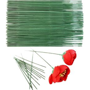 Green Floral Stems - 100pcs Plastic Flower Rods for Bouquets and Arrangements, Ideal for Crafts and Florists (17CM /6.7in)