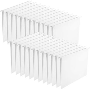 25 Pack White Hanging File Folders Legal Size Hanging Folders with 1/5 Cut Label Tabs for Filing Cabinet Hanging Files Office, School Desktop File Storage