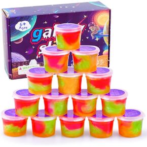 15 Pack Glow in The Dark Slime Kit, with Purple, Green, Blue, Orange and Yellow Etc, Galaxy Slime Favor for Child Birthday, Super Cute Girls Boys Stress Relief Toys