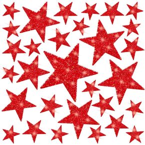 37 قطعة 6 مقاسات من رقع النجوم التي يمكن كيها، زينة نجمة من حجر الراين لاصقة من الحديد على رقع نجمية لاصقة مزينة ببريق لإصلاح الملابس وحقيبة السراويل والأحذية وديكور الهاتف المحمول وإكسسوارات DIY (أسود) in Kuwait