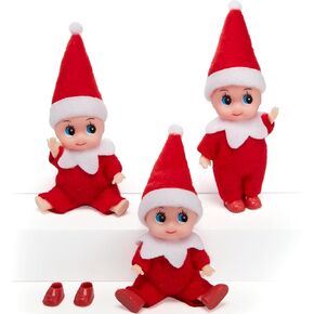 JOYIN 3PCS Christmas Red Tiny Elf Doll Soft Plush Toy Doll for Christmas Decor, Xmas Gift, Xmas Elf Doll Clothing Elf Doll