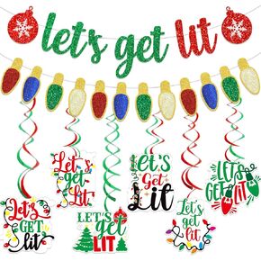 Let's Get Lit Banner Friendsmas Party Decorations Litmas Party Decorations Christmas Party Decorations Holiday Decorations Christmas Game Night Decorations Ugly Christmas Sweater Party Decorations