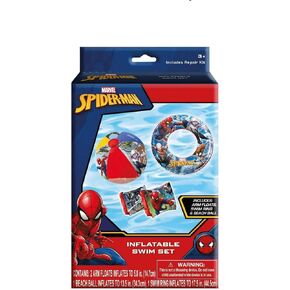 مجموعة السباحة القابلة للنفخ Marvel Ultimate Spider-Man (تتضمن: عوامات للذراع، وحلقة سباحة، وكرة الشاطئ)