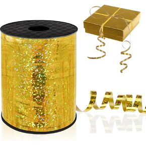 Gold Curling Ribbon, 500 Yards Curling Ribbon for Gift Wrapping, 1/5 Inch Balloon String, Balloon Ribbon Crimped Thin Ribbon for Balloons Christmas Wedding Birthday Party Art Craft Florist Flowers