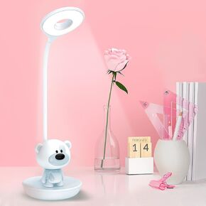 Cute Rabbit Design Dimmable Touch LED Reading Desk Lamp Night Light with 5 Levels Brightness for Boy,Girl Kid Teen (Pink Cloudy Bunny)