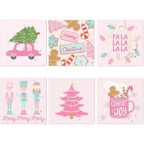 Honeyplum Pink Christmas Cards - Fun, Stylish, and Cute Merry Christmas Boxed Greeting Cards Variety Pack With Envelopes - Bulk Set of 24