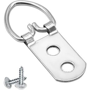 Renashed 50 Pack D-Ring Picture Hangers Heavy Duty 2 Hole with Screws for Photo Hanging Solutions